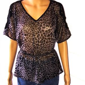 Guess top, cold shoulder, sheer size small